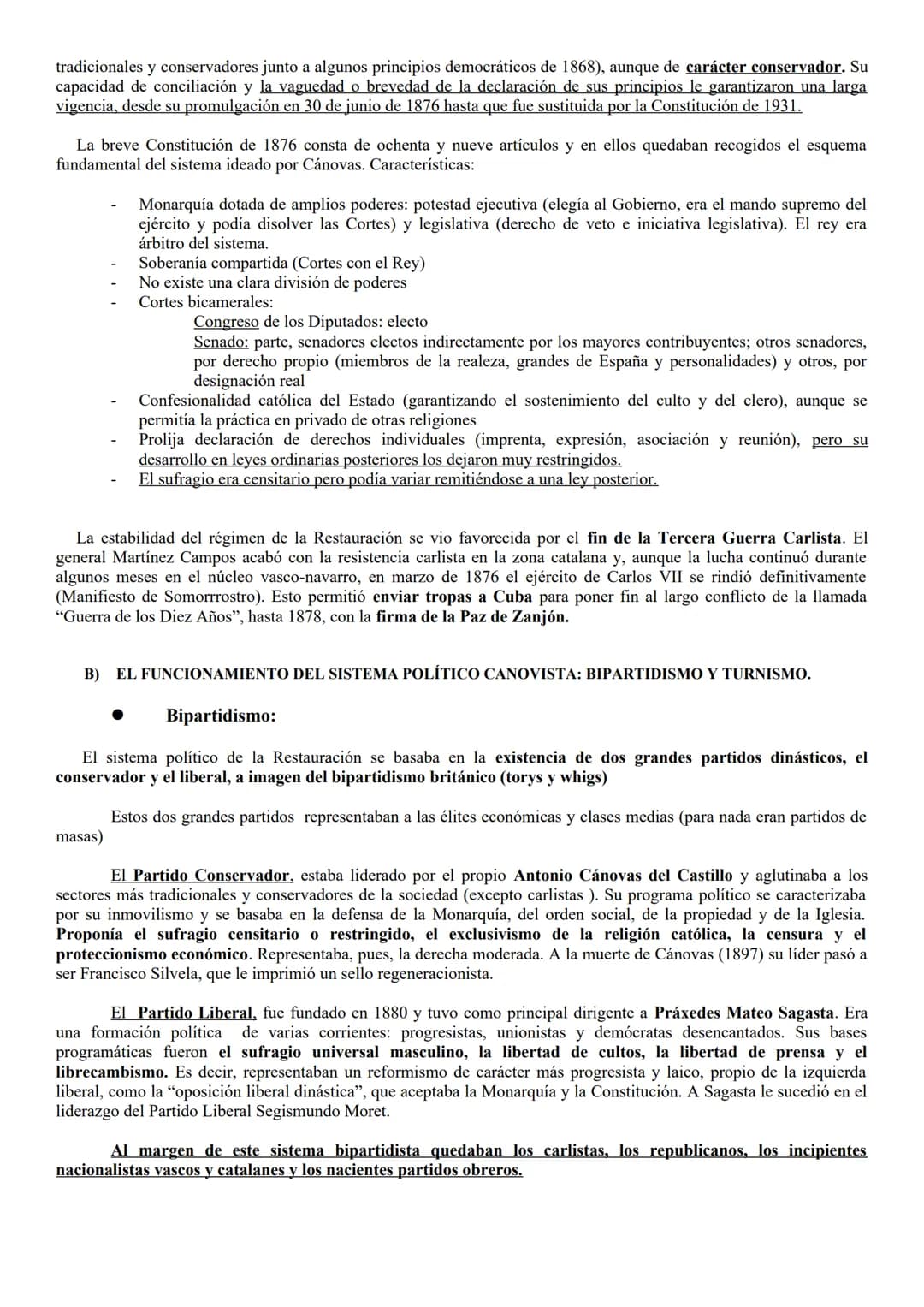 TEMA 5 EL RÉGIMEN DE LA RESTAURACIÓN. CARACTERÍSTICAS Y
FUNCIONAMIENTO DEL SISTEMA CANOVISTA
1. INTRODUCCIÓN.
Paralelamente al desarrollo de