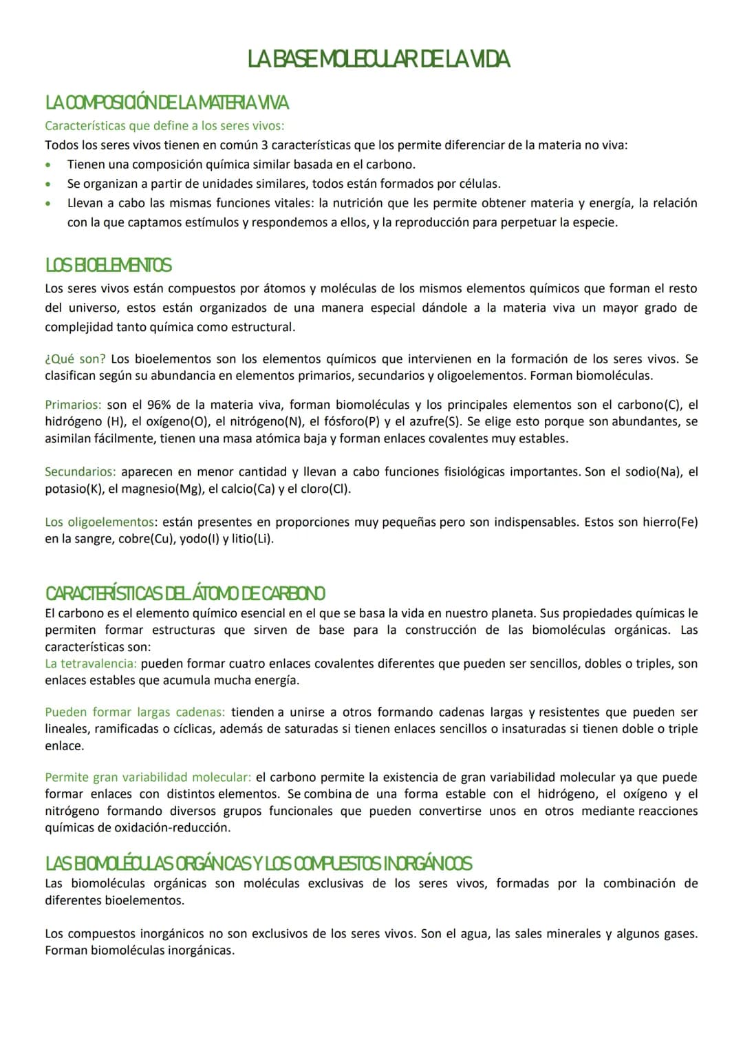 LA COMPOSICIÓN DE LA MATERIA VIVA
Características que define a los seres vivos:
Todos los seres vivos tienen en común 3 características que 