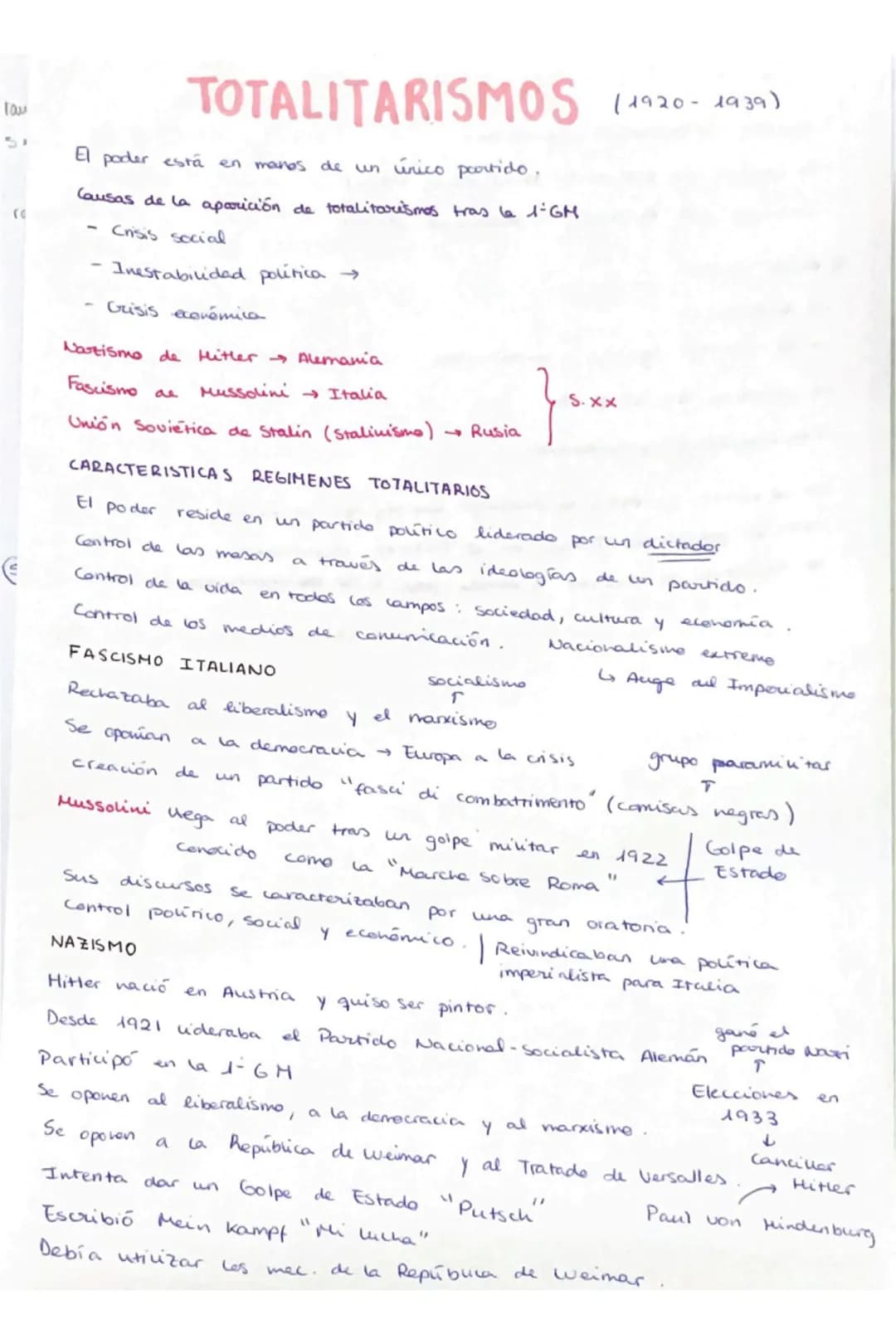 
<p>Durante el periodo de 1920 a 1939, se observó el surgimiento de regímenes totalitarios en Europa, caracterizados por la concentración de