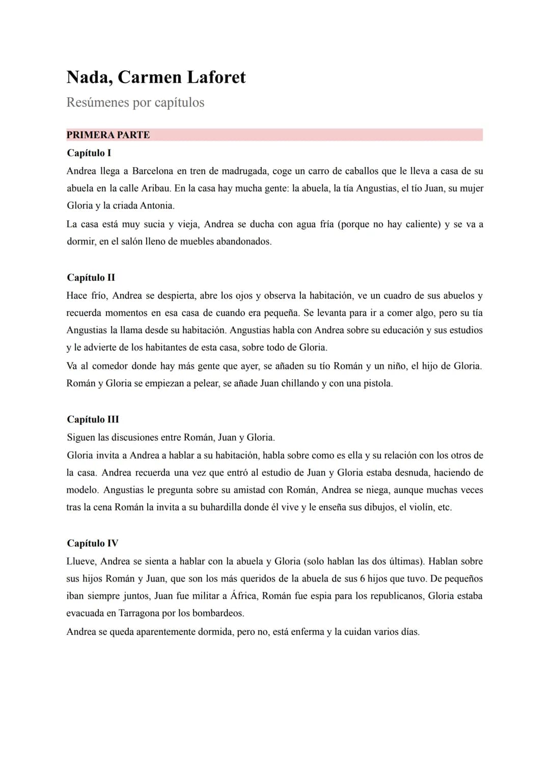 
<h2 id="primeraparte">PRIMERA PARTE</h2>
<h3 id="captuloi">Capítulo I</h3>
<p>Andrea llega a Barcelona en tren de madrugada y se dirige a c