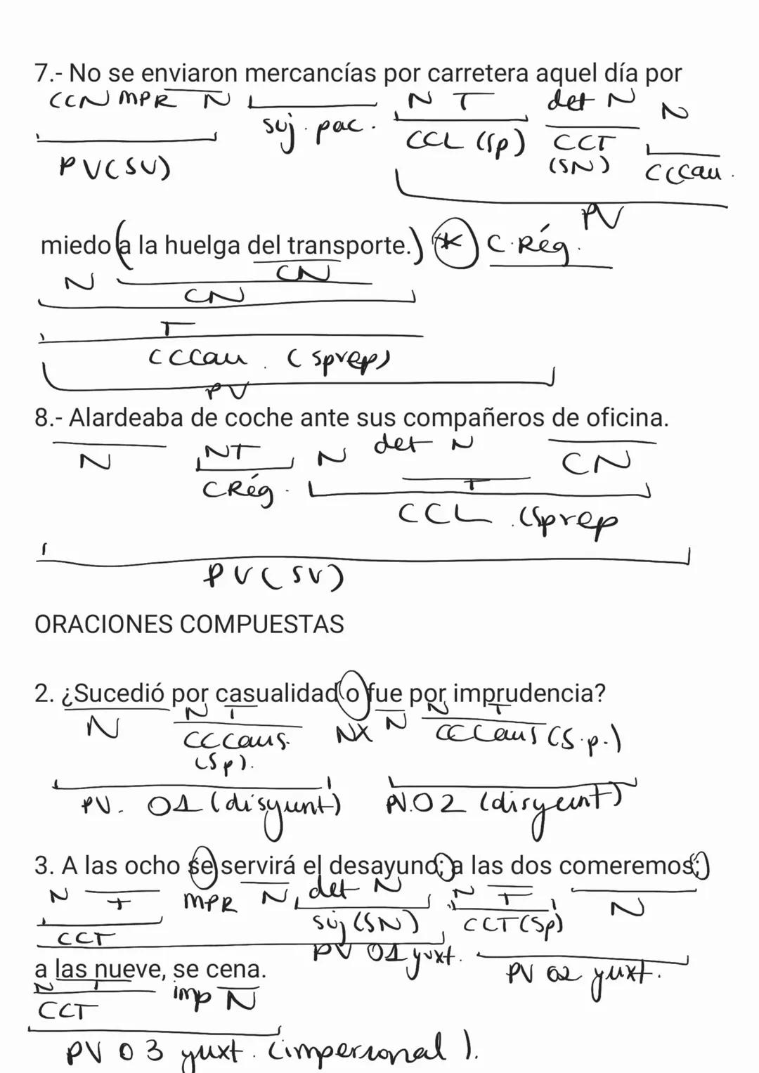 ORACIONES SIMPLES
1.- Él, amigo de la víctima, lo hizo responsable de los
N
N
CNCS prept
aposición (SN)
sujeto (SN)
C-Reg
(Sprey)
desórdenes