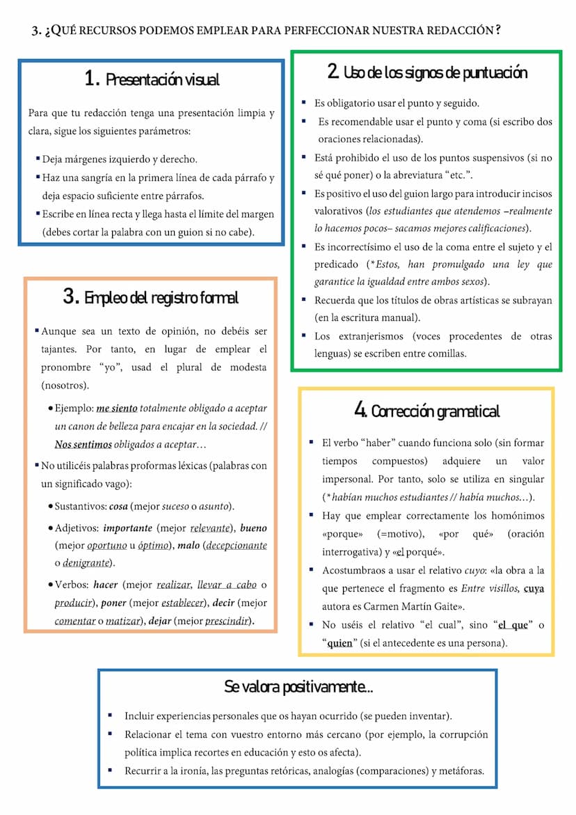 BLOQUE 1. COMUNICACIÓN ESCRITA
La producción escrita: texto de opinión personal
1. ¿QUÉ OS PIDEN?
En esta parte del ejercicio el alumno debe