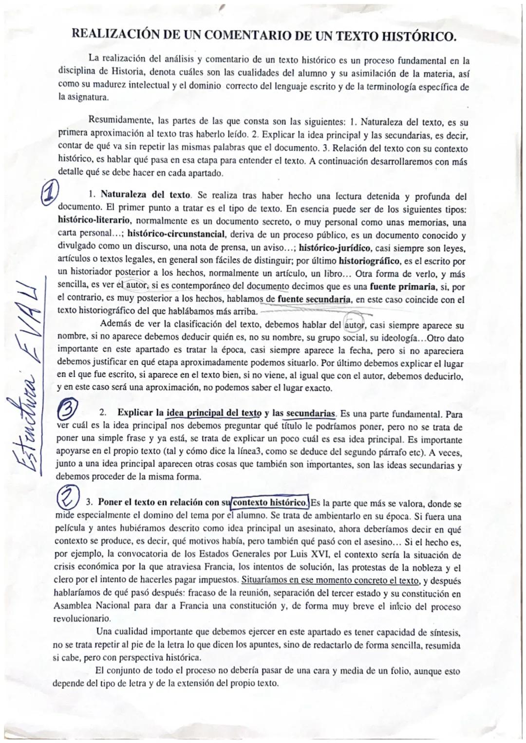 # REALIZACIÓN DE UN COMENTARIO DE UN TEXTO HISTÓRICO.

La realización del análisis y comentario de un texto histórico es un proceso fundamen