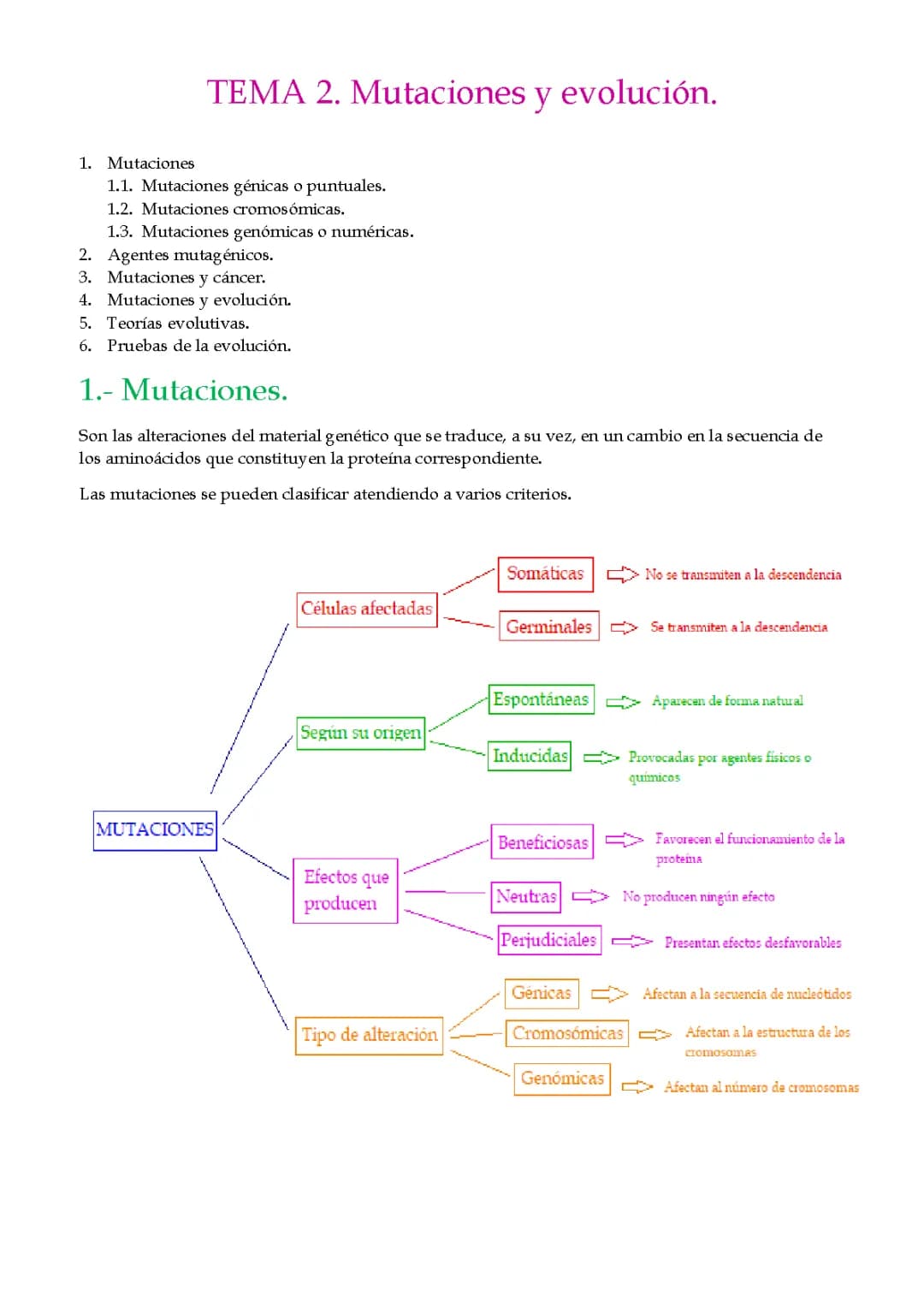 Mutaciones y evolución.
