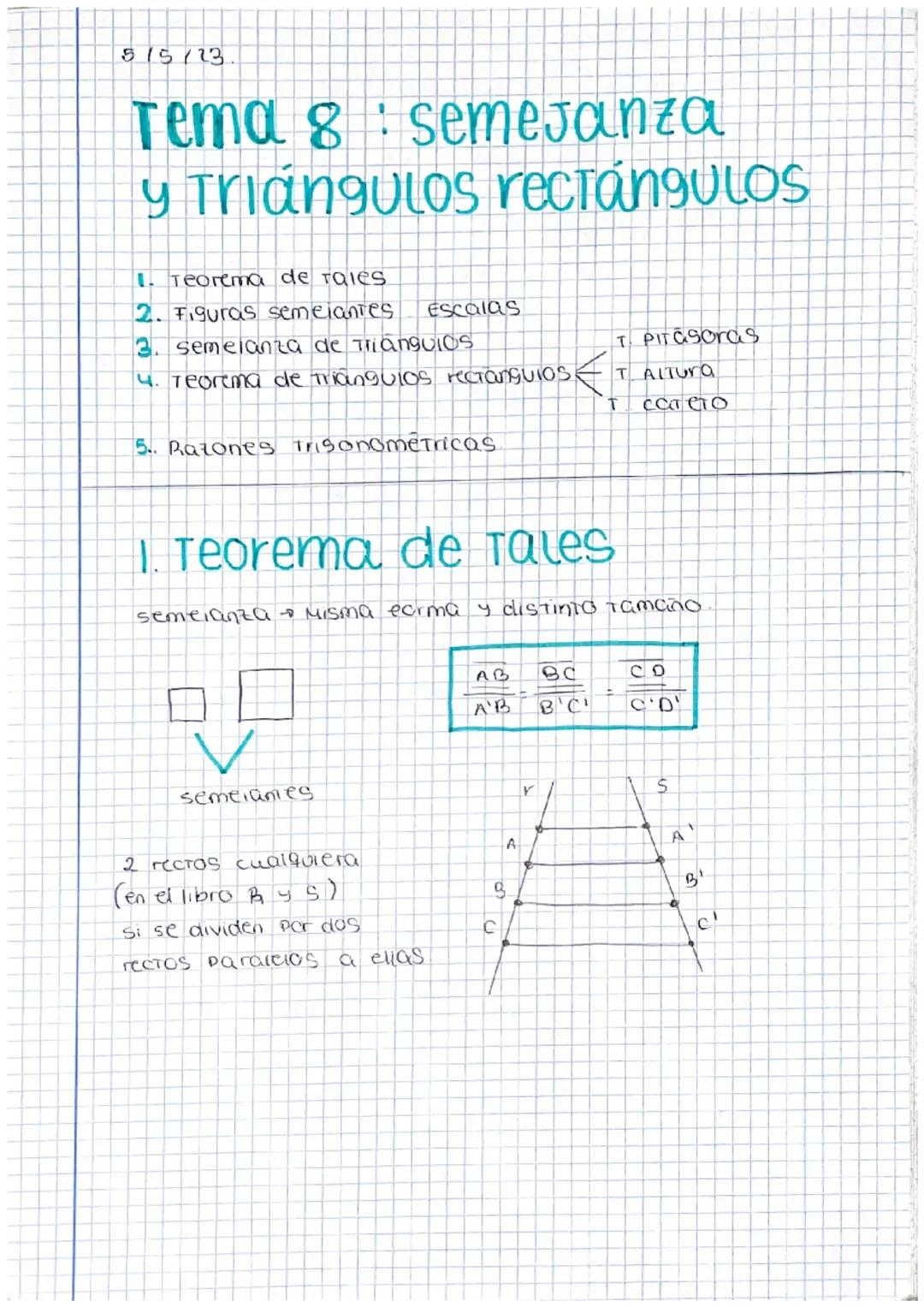 Teorema de Tales y Semejanza de Triángulos: Ejercicios y Ejemplos Resueltos para 2º y 4º ESO