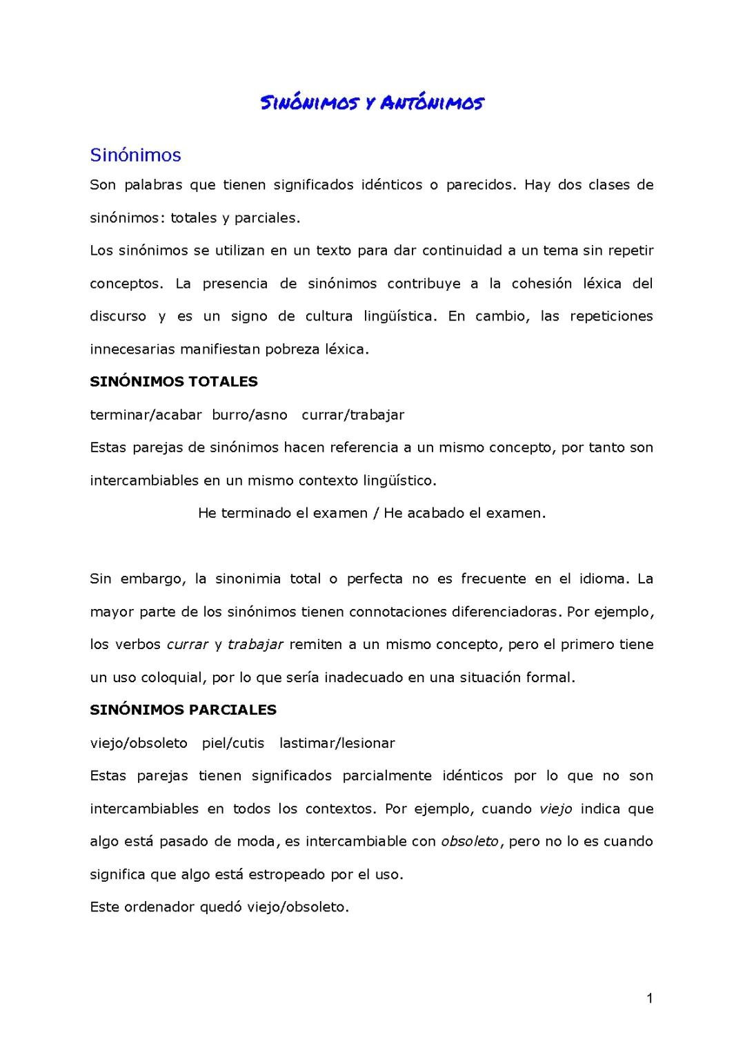 Sinónimo y antónimo