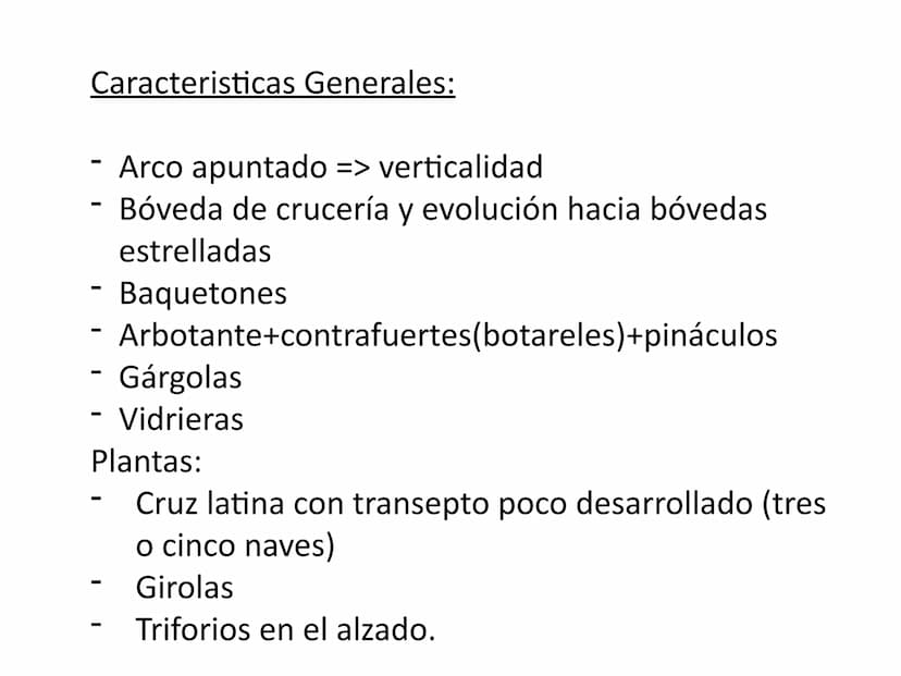 Gótico
Arquitectura Comparativa Románico-Gótico
munle Caracteristicas Generales:
Arco apuntado => verticalidad
Bóveda de crucería y evolució