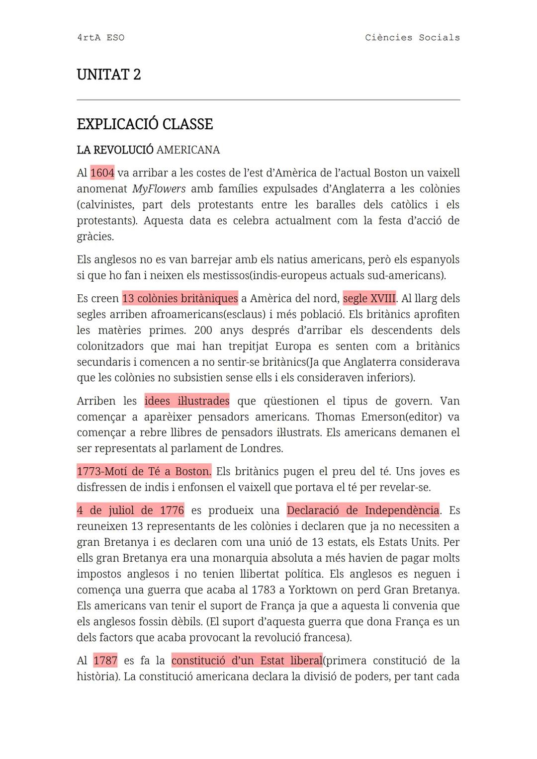 4rtA ESO

Ciències Socials

UNITAT 2

EXPLICACIÓ CLASSE

LA REVOLUCIÓ AMERICANA

Al 1604 va arribar a les costes de l'est d'Amèrica de l'act