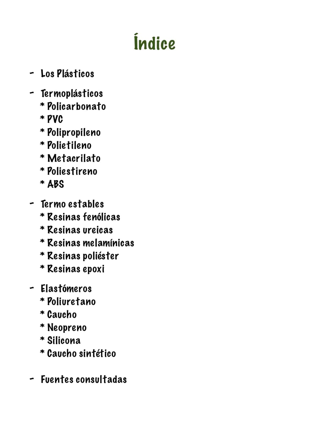 
<h2 id="introduccin">Introducción</h2>
<p>En este informe, se abordarán los diferentes tipos de plásticos, sus propiedades, características