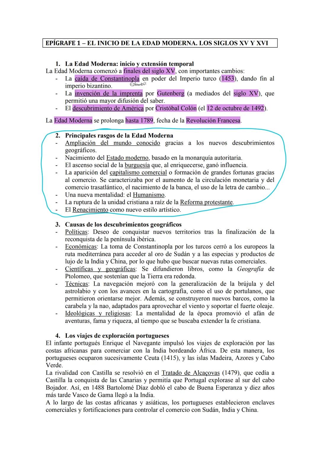 EPÍGRAFE 1 - EL INICIO DE LA EDAD MODERNA. LOS SIGLOS XV Y XVI
1. La Edad Moderna: inicio y extensión temporal
La Edad Moderna comenzó a fin