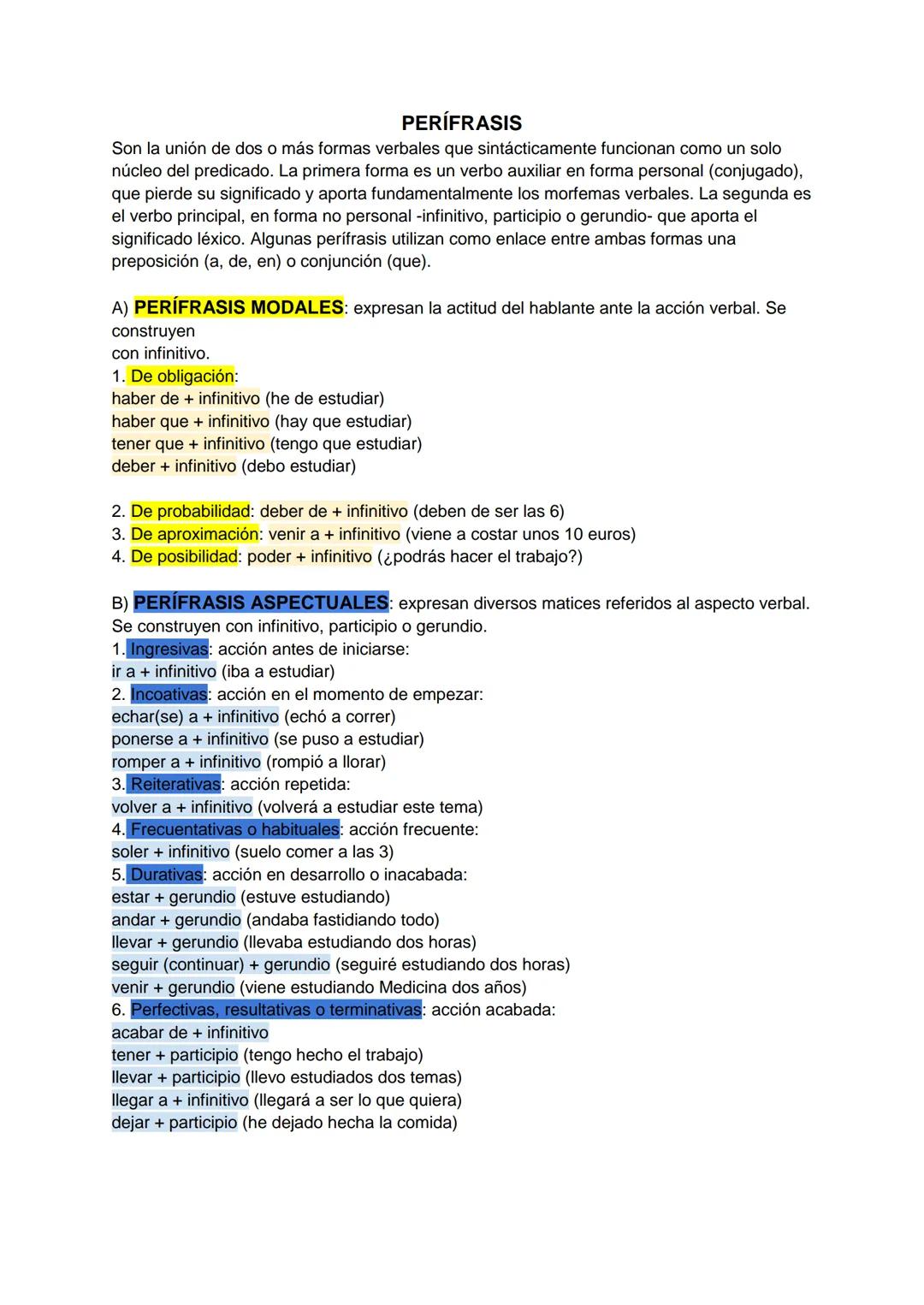 Perífrasis verbales y conjunciones 