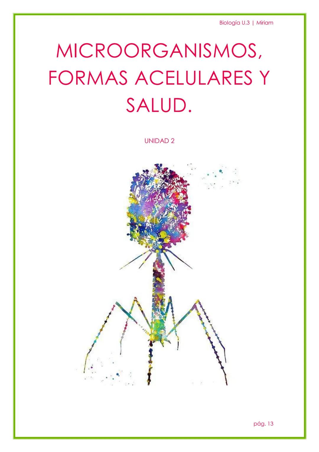 Biología U.3 | Miriam
MICROORGANISMOS,
FORMAS ACELULARES Y
SALUD.
UNIDAD 2
pág. 13 # 1. LA MICROBIOLOGÍA
Biología U.3 | Miriam
La microbiolo