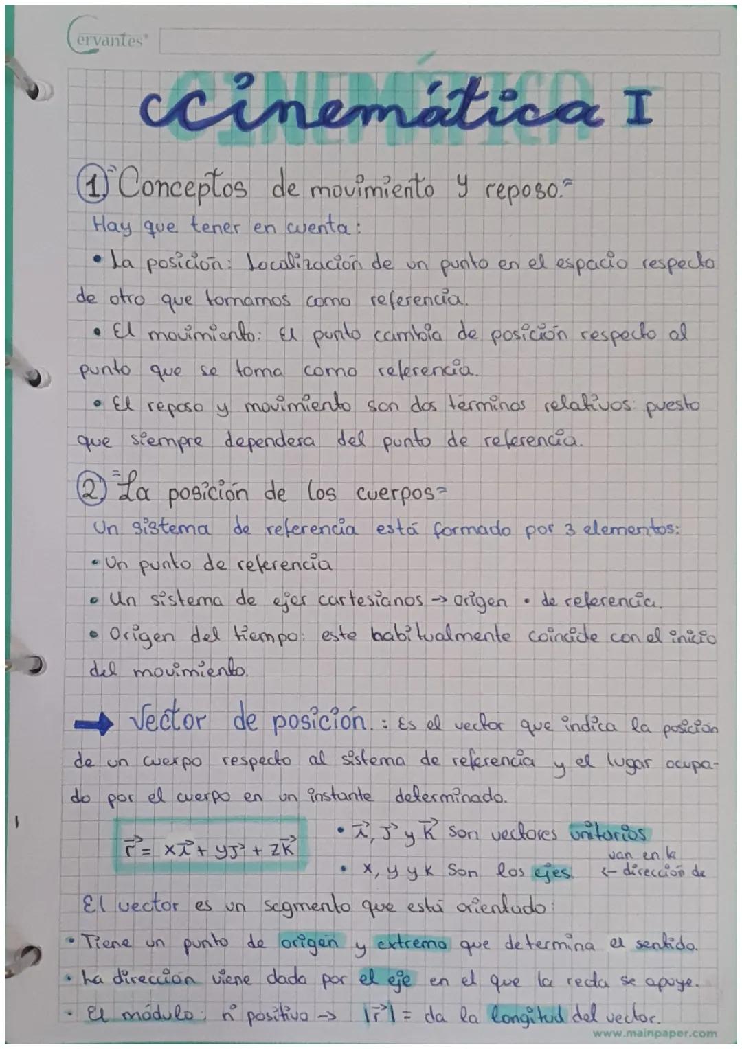 Cinemática: Conceptos y Fórmulas Esenciales