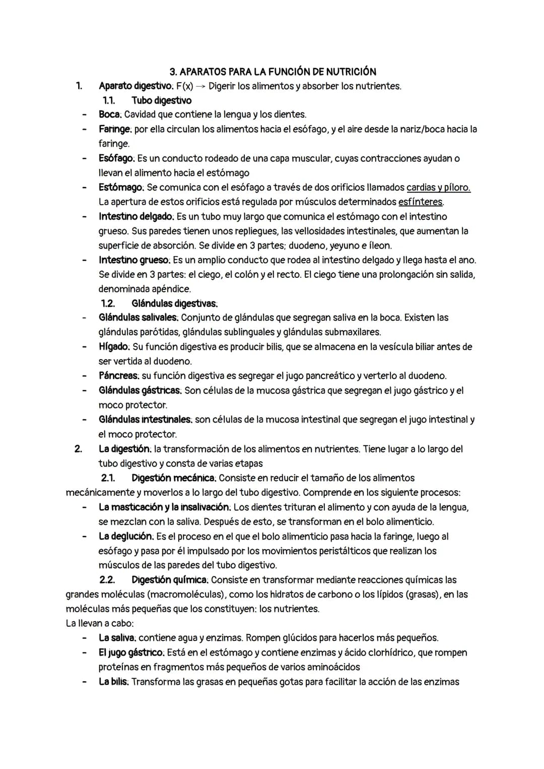 1.
-
3. APARATOS PARA LA FUNCIÓN DE NUTRICIÓN
Aparato digestivo: F(x)→→ Digerir los alimentos y absorber los nutrientes.
1.1.
Tubo digestivo