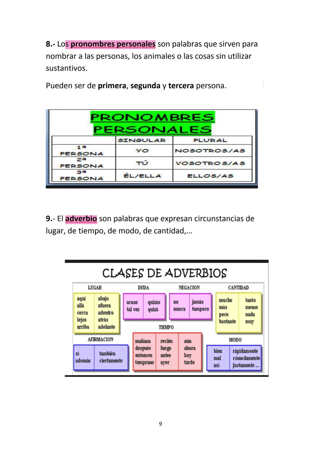 ANÁLISIS MORFOLÓGICO
• El análisis morfológico consiste en determinar la clase
gramatical de cada palabra de una oración.
CLASES DE PALABRAS