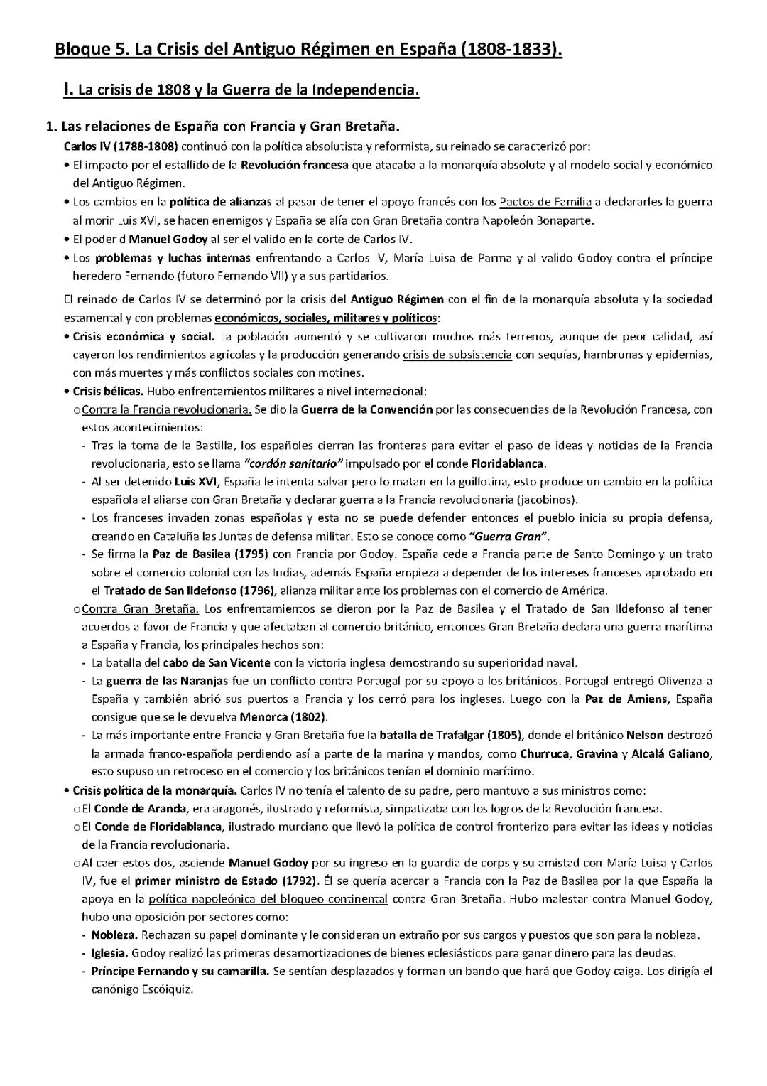 Tema La crisis de 1808 y la Guerra de la Independencia
