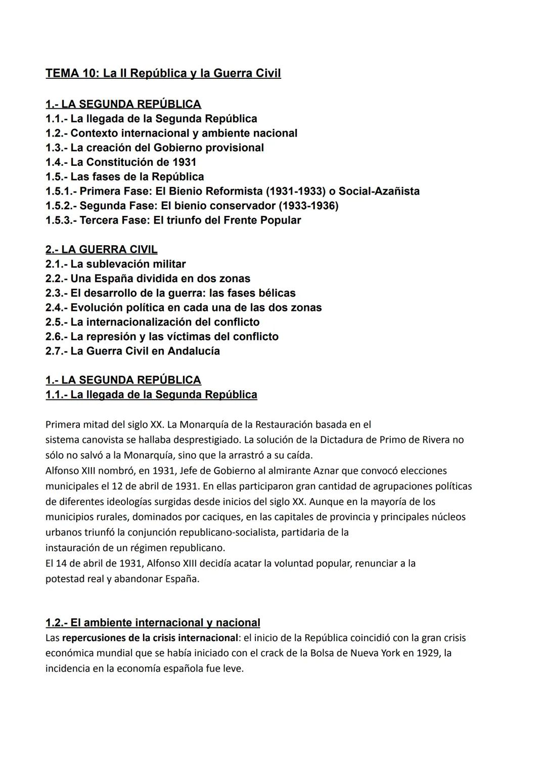 # TEMA 10: La II República y la Guerra Civil

1.- LA SEGUNDA REPÚBLICA

1.1.- La llegada de la Segunda República

1.2.- Contexto internacion