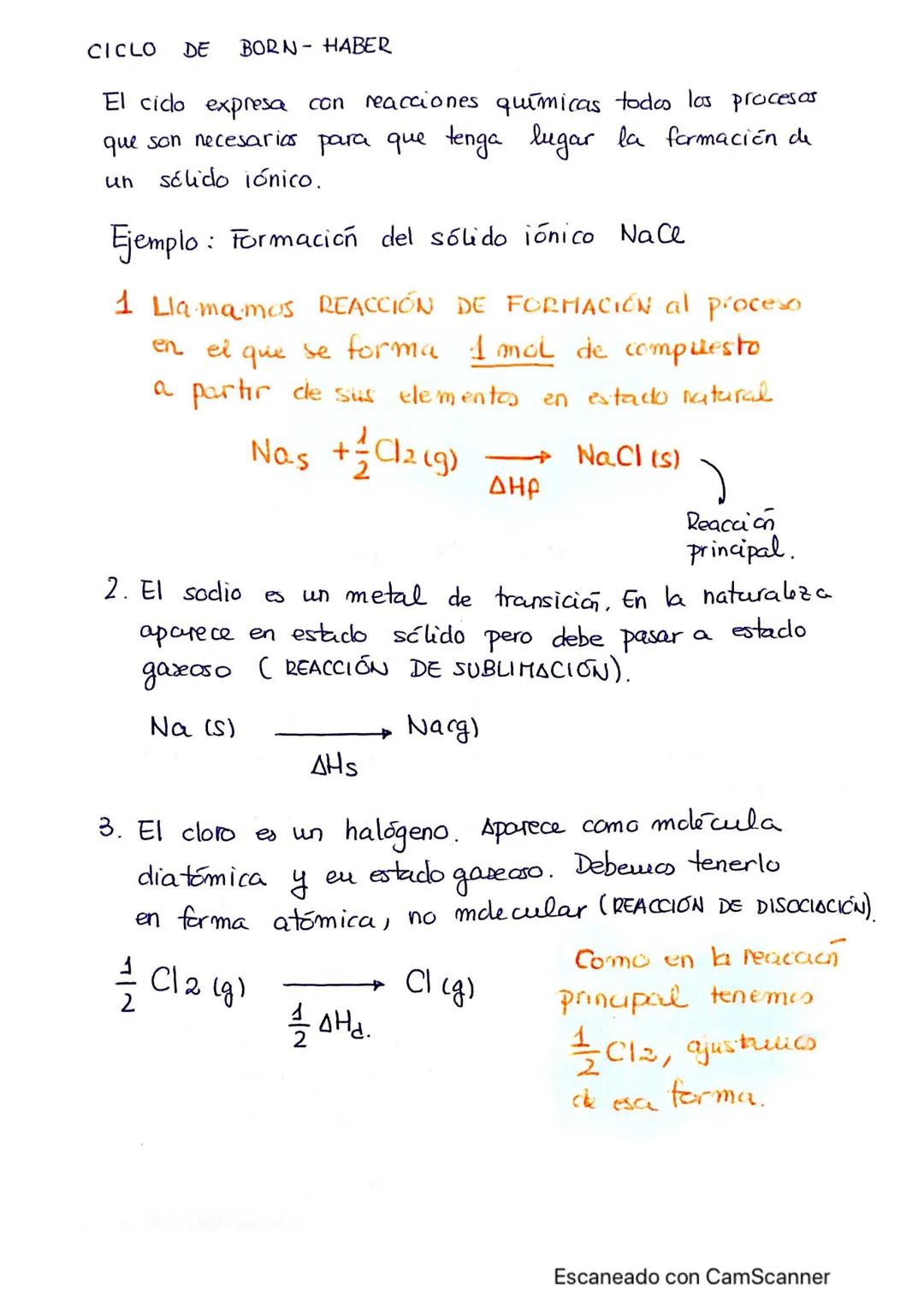 CICLO DE BORN HABER
El cido expresa con reacciones químicas todos los procesos
que son necesarios para que tenga lugar la formación de
un só