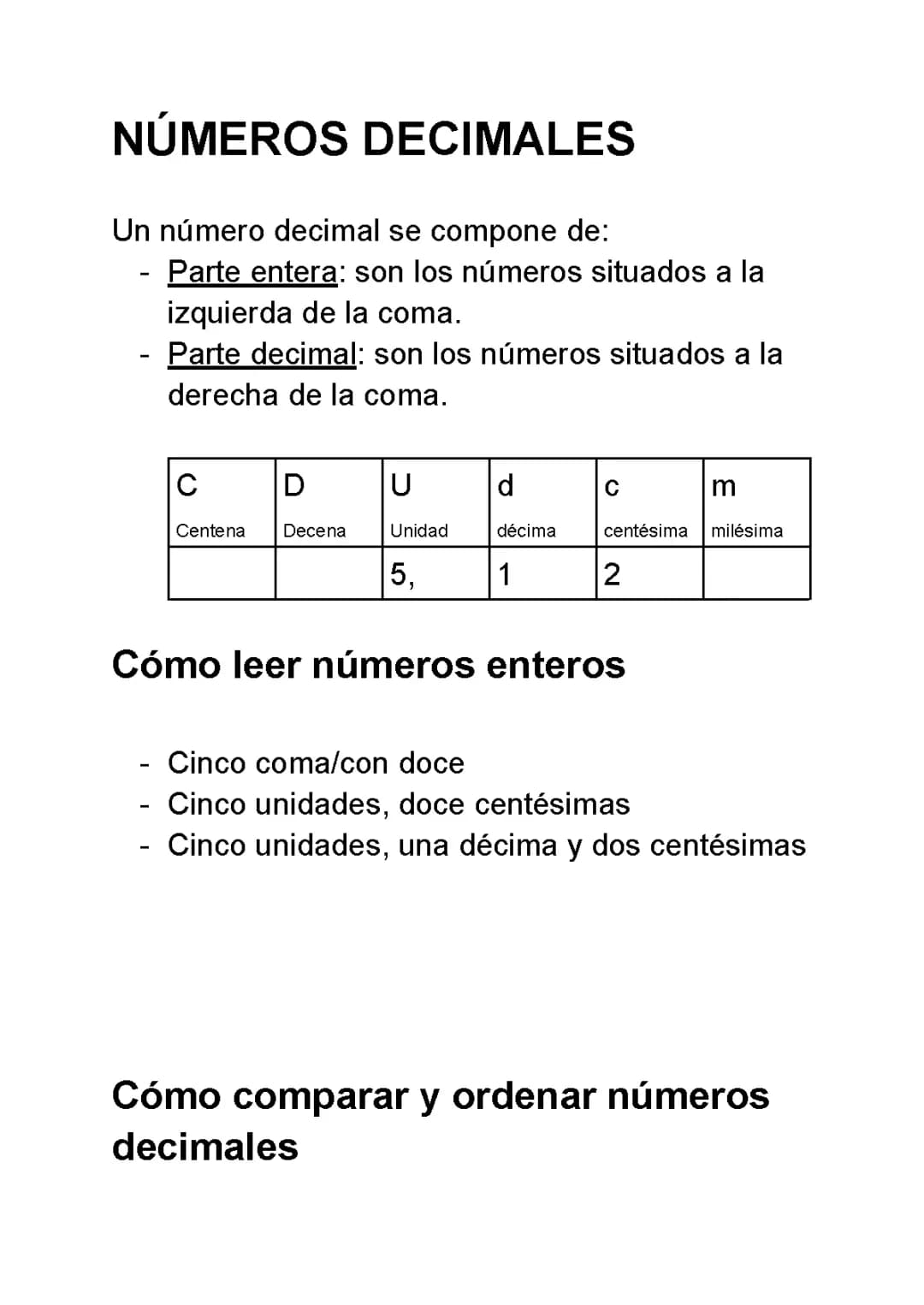 Números decimales 