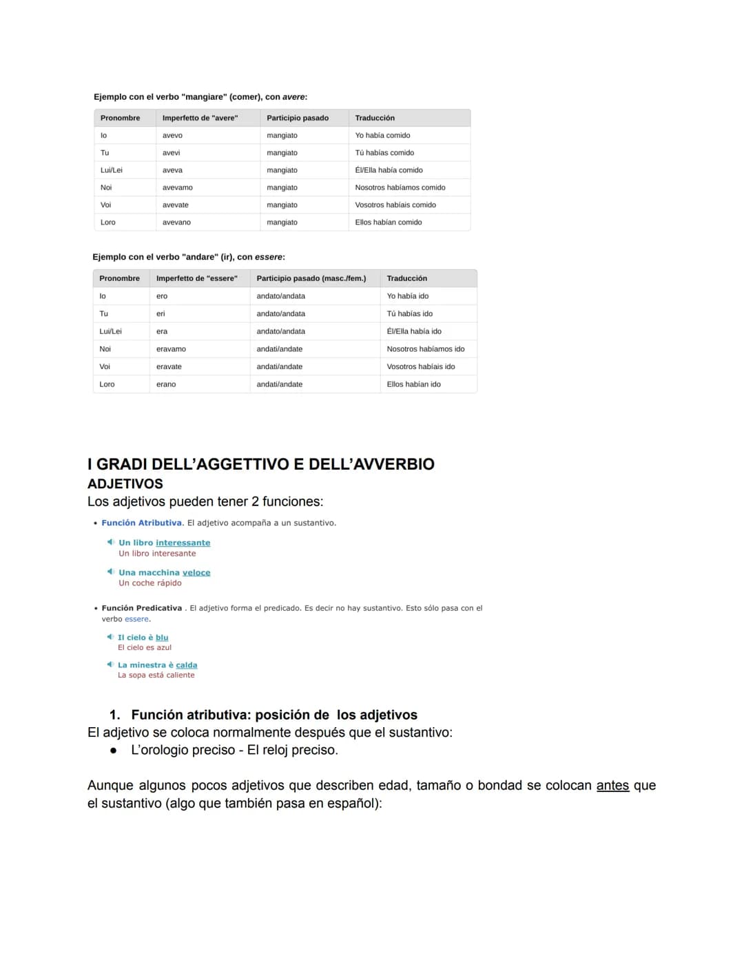 # ITALIANO II

# I TEMPI PASSATI
Los principales tiempos pasados son el passato prossimo, imperfetto, passato remoto, y trapassato prossimo.