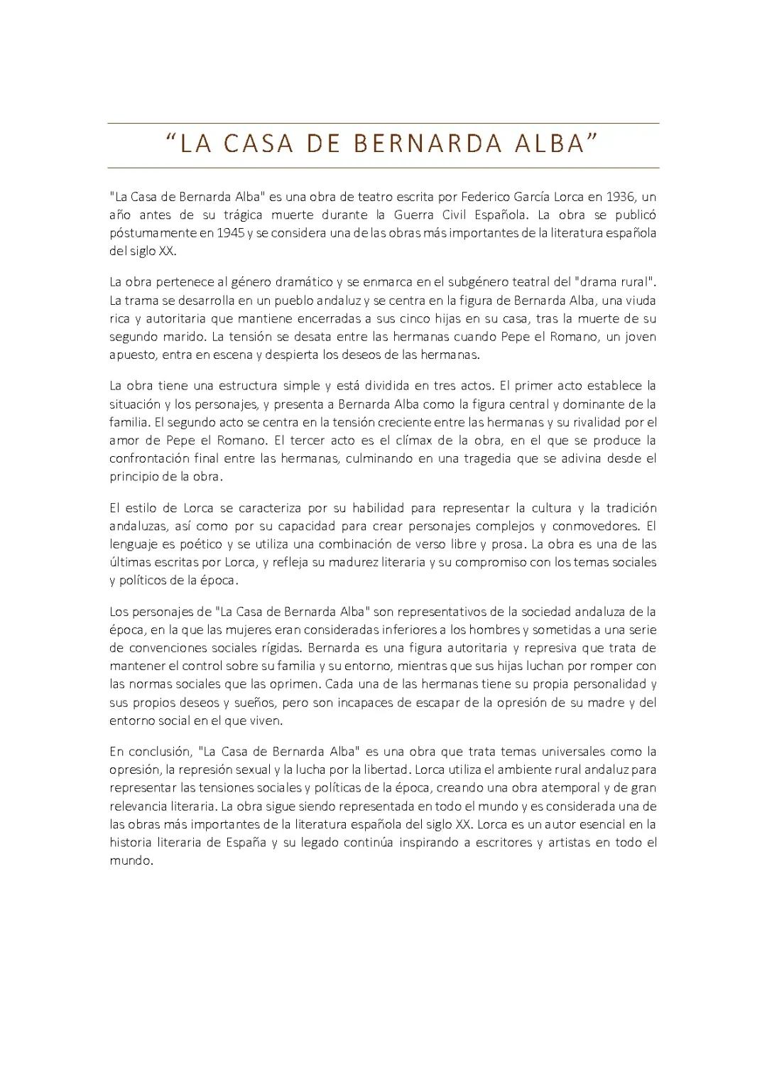 La casa de Bernarda Alba