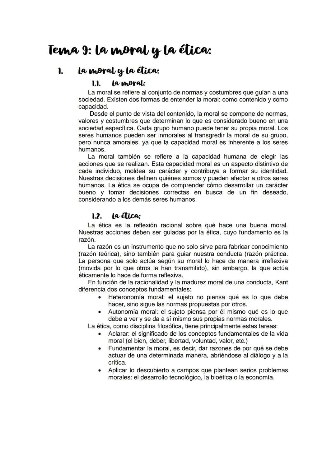 Tema 9: la moral y la ética