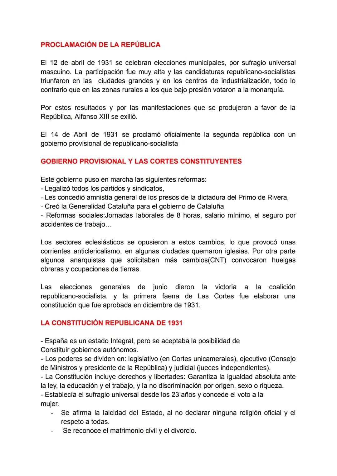 REPÚBLICA, GUERRA CIVIL Y FRANQUISMO 4ESO