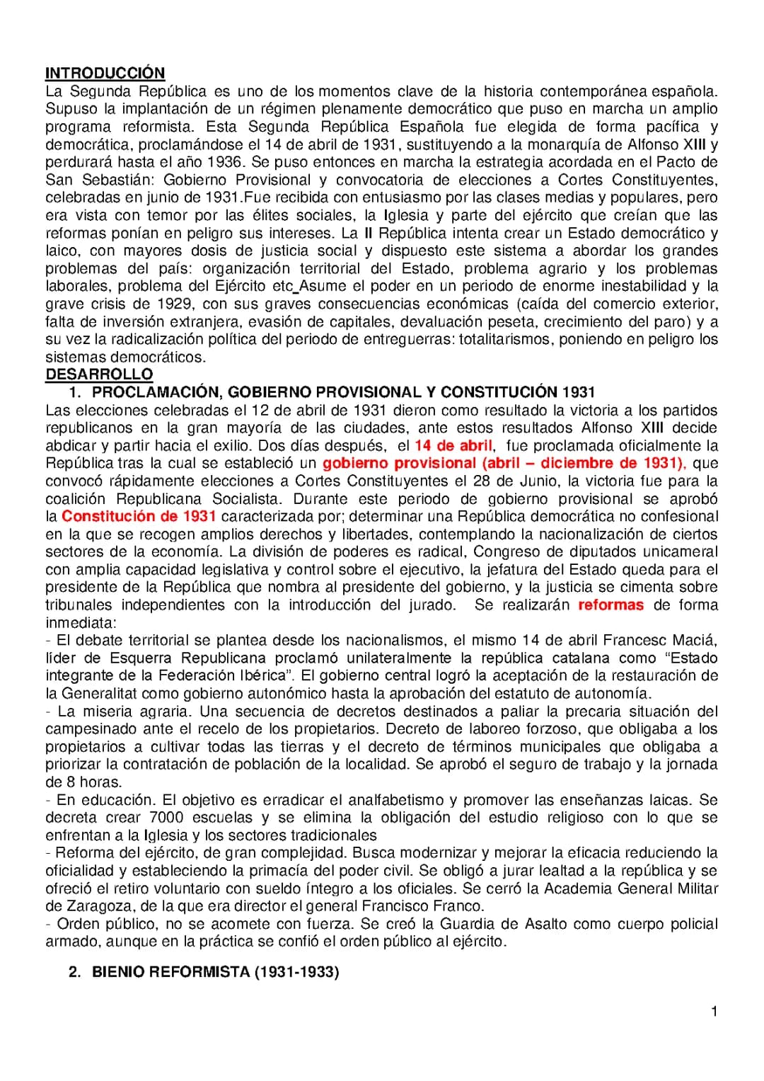 La Segunda Republica EBAU