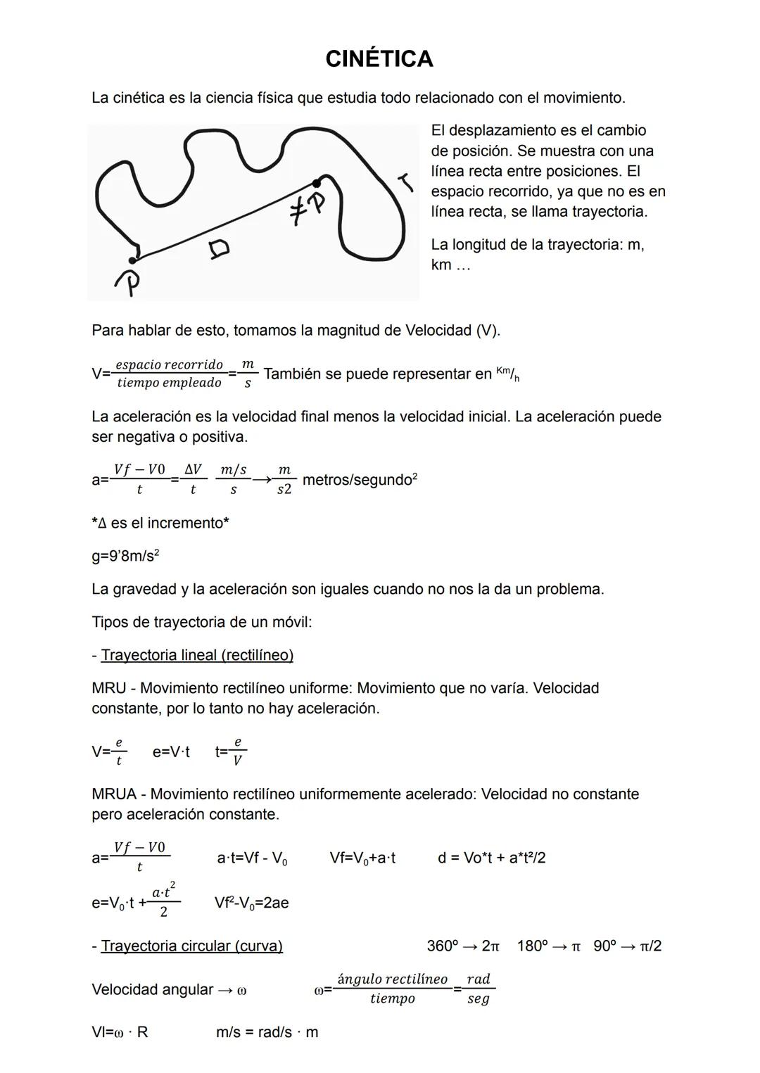 Cinemática y Ejercicios Resueltos 4° ESO