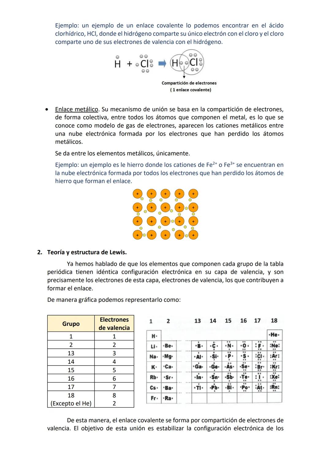 # Unidad 2: El enlace químico

Ideas generales de la unidad:

- El enlace químico: iónico, covalente y metálico.
- Teoría y estructuras de L