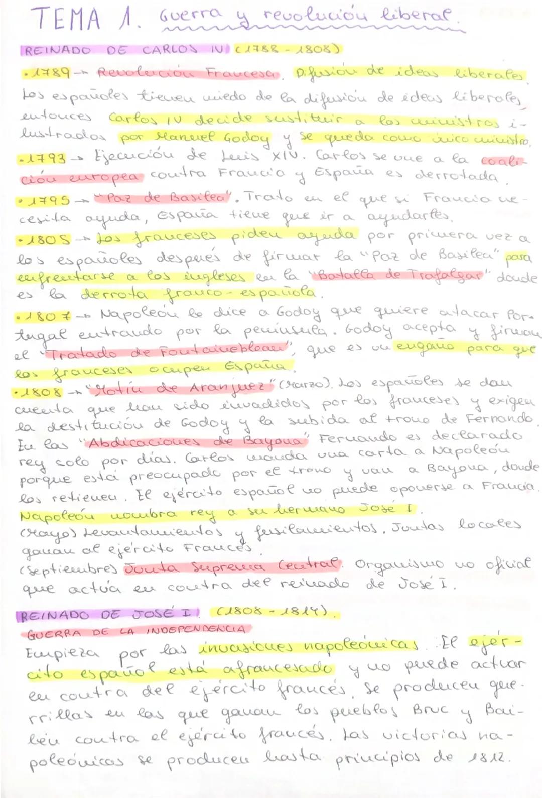 # TEMA 1. Guerra y revolución liberal.

~
TREINADO DE CARLOS IN C1788-1808)
a
•1789 Revolución Francesa. Difusión de ideas liberales.
Los es