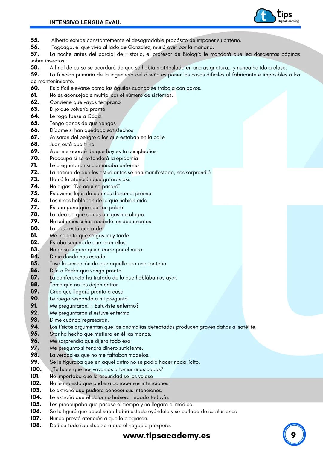 # LENGUA

2º BACHILLERATO
Cuaderno intensivo selectividad

www.tipsacademy.es --- OCR Start ---
tips
Digital learning
INTENSIVO LENGUA EvAU.