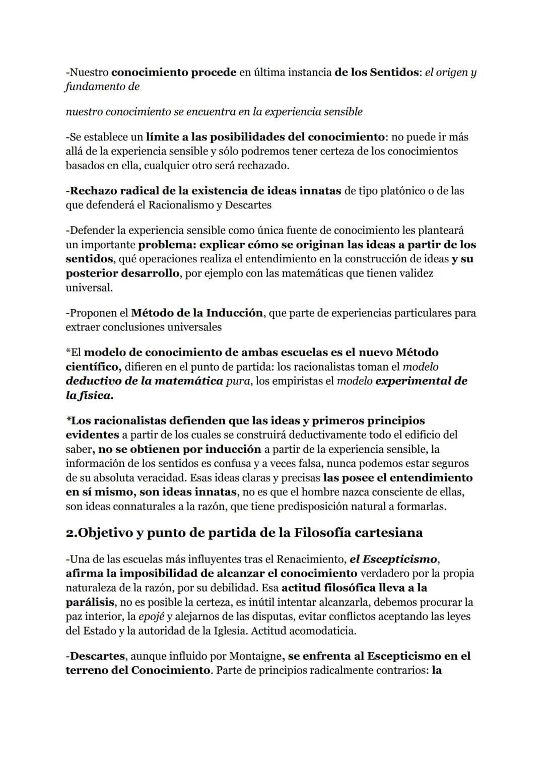 TEORÍA FILOSÓFICA DE DESCARTES 1
1. INTRODUCCIÓN
1.El problema del conocimiento en el s.XVII: Racionalismo y
Empirismo
-El problema del cono