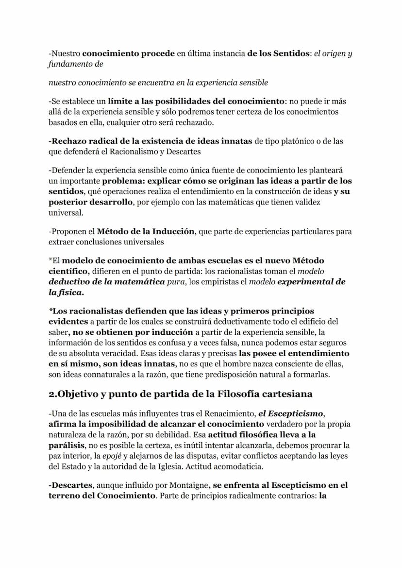 TEORÍA FILOSÓFICA DE DESCARTES 1
1. INTRODUCCIÓN
1.El problema del conocimiento en el s.XVII: Racionalismo y
Empirismo
-El problema del cono