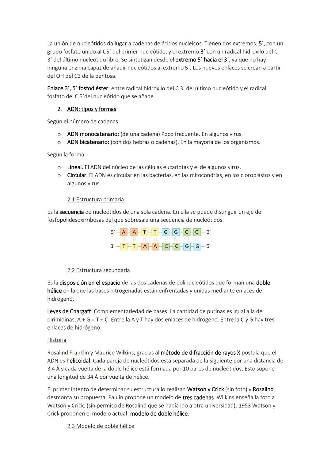 TEMA 5. Los ácidos nucléicos
1. Formación de los ácidos nucléicos
Los ácidos nucleicos son polímeros formados por nucleótidos. Su nombre se 