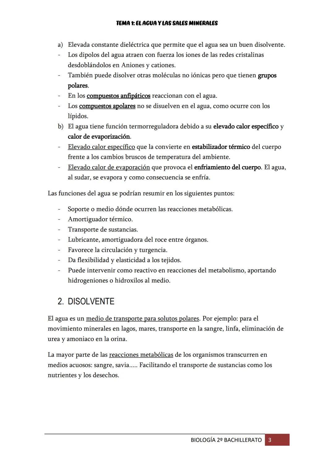 TEMA 1: EL AGUA Y LAS SALES MINERALES
1. EL AGUA EN LOS SERES VIVOS
El
agua es la molécula más abundante en los seres vivos (supone entre el