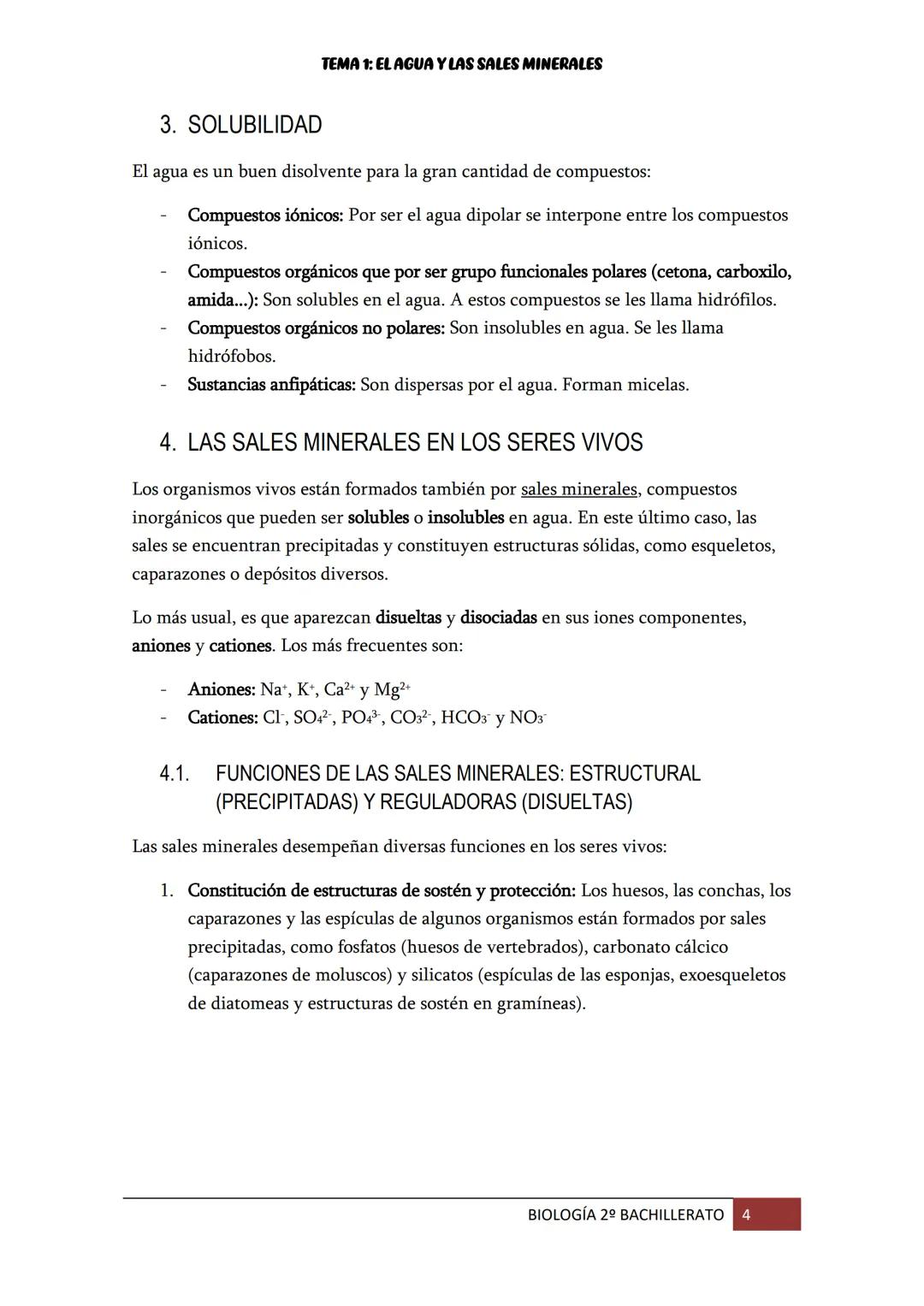 TEMA 1: EL AGUA Y LAS SALES MINERALES
1. EL AGUA EN LOS SERES VIVOS
El
agua es la molécula más abundante en los seres vivos (supone entre el