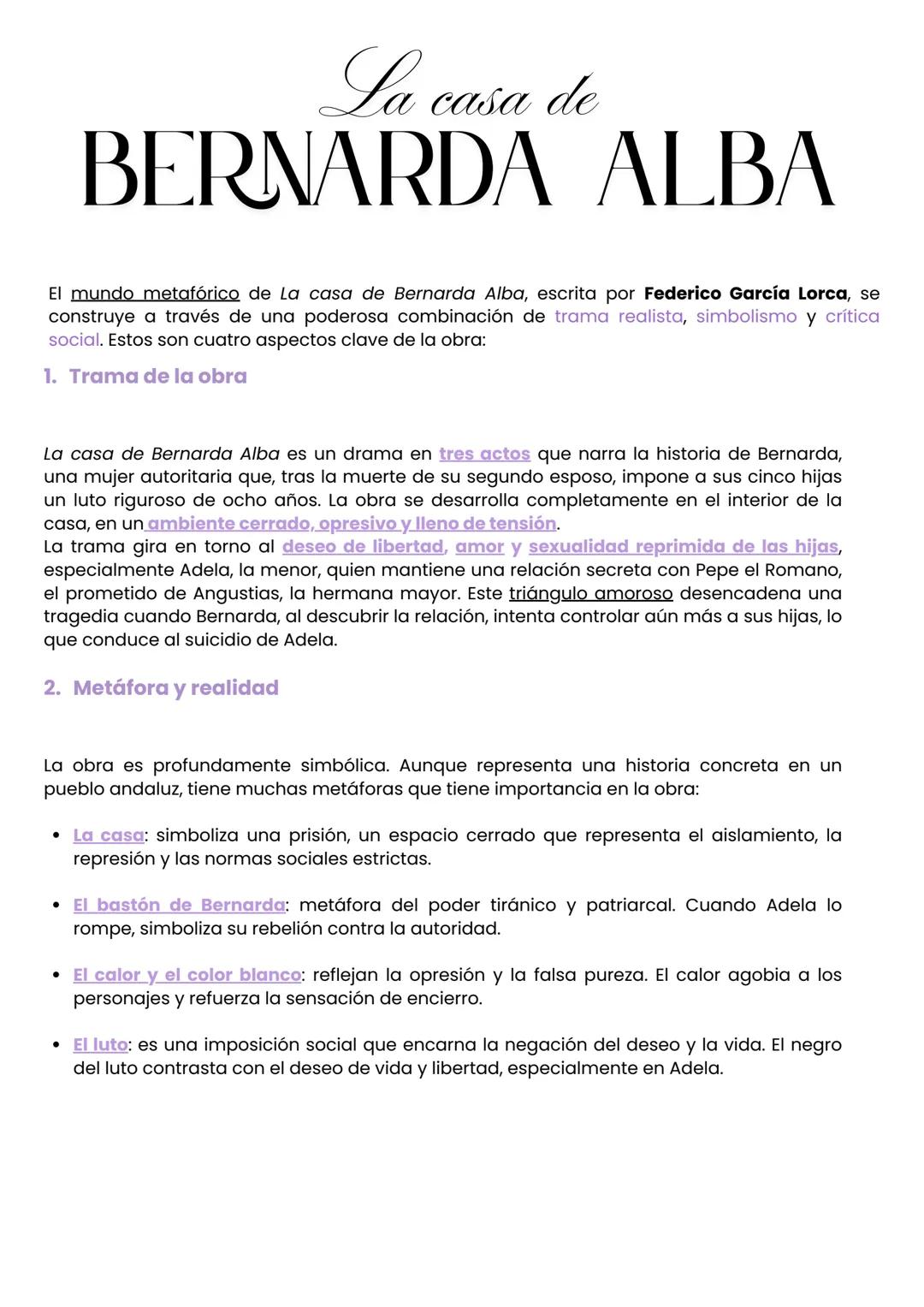 # La casa de

# BERNARDA ALBA

El mundo metafórico de La casa de Bernarda Alba, escrita por Federico García Lorca, se
construye a través de 