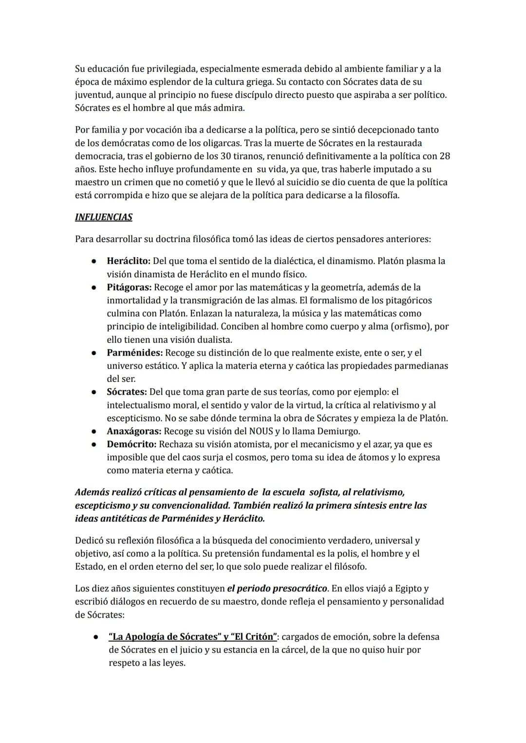 PLATÓN
CONTEXTO SOCIO-CULTURAL DE PLATÓN
Su vida se vio influenciada por los sucesos acontecidos en su época entre los que cabe
destacar:
La