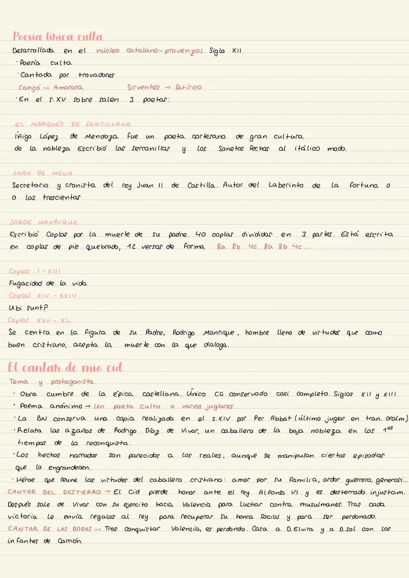 TEMA 10: Literatura medieval
Poesía lírica popular
Poesia 1er género
En LOS 3 núcleos encontramos Similitudes.
Voz lírica
• Lamento de
• Con