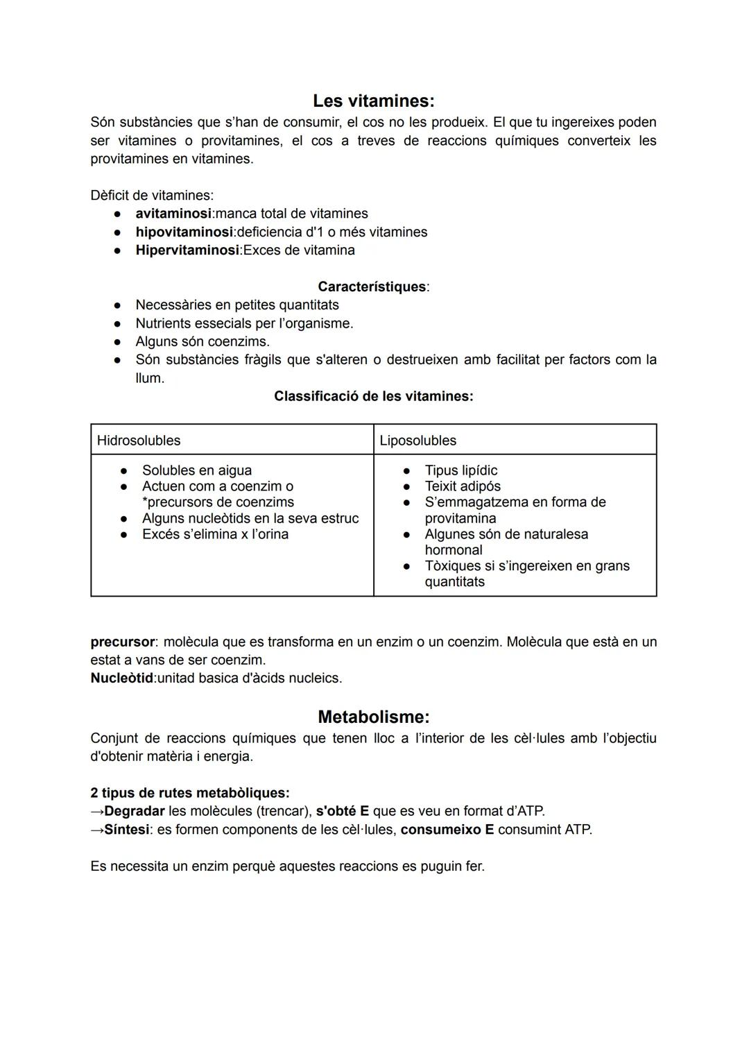 # Bio tema 1:Els enzims, vitamines i metabolisme.

Enzims:

Reactiu --------> Producte

Estat de transició:

Enllaços reactius Es debiliten
