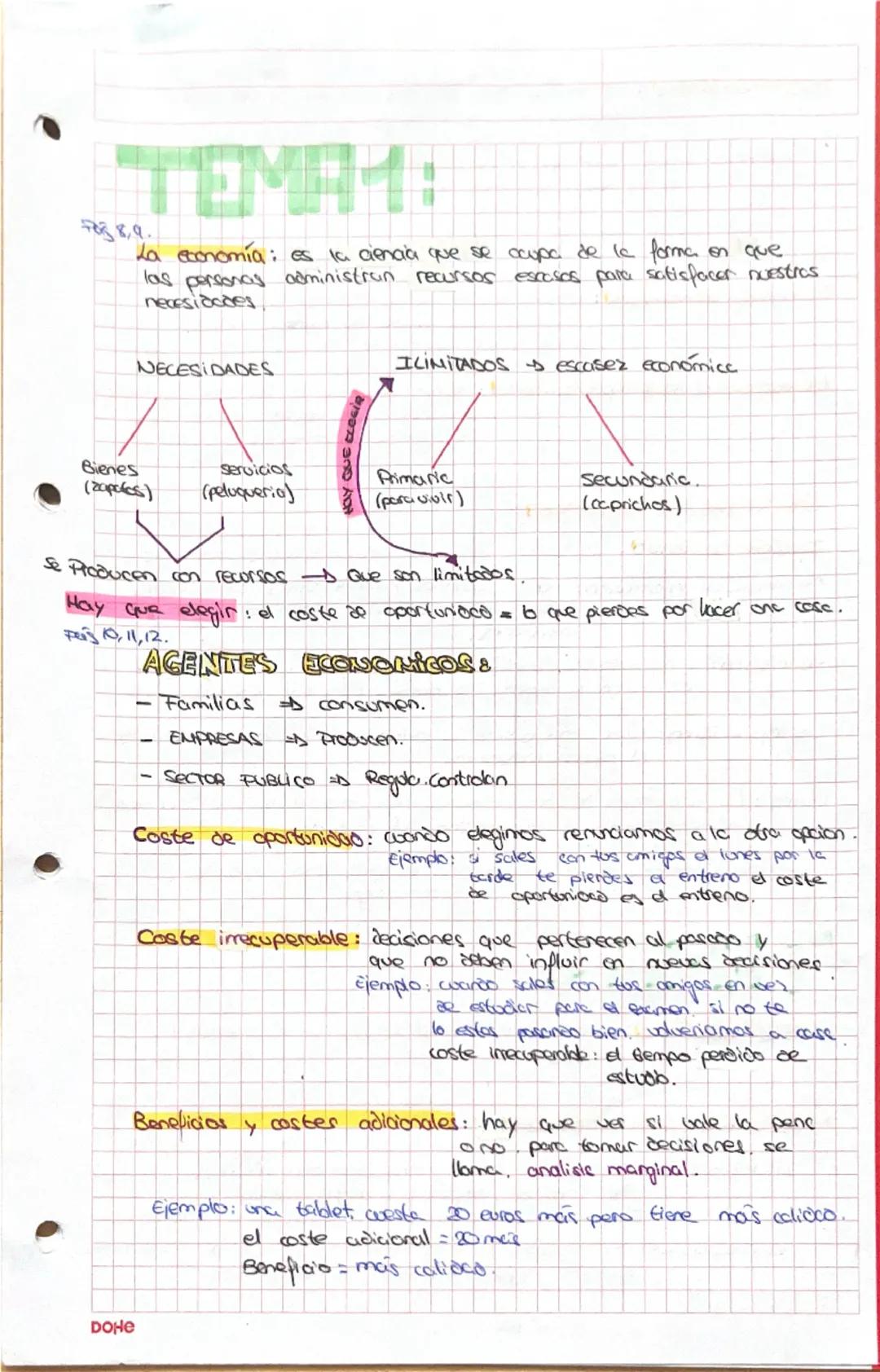 --- OCR Start ---
TEMA1:
7638,9.
La economía es la ciencia que se ocupa de la forma en que
las personas administran recursos escasos para sa