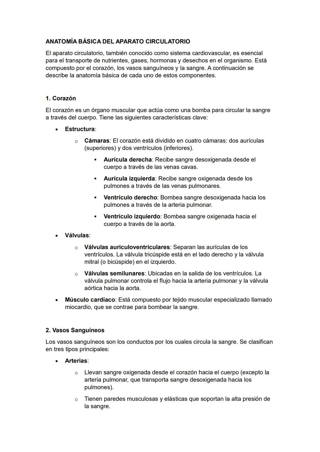 ANATOMÍA BÁSICA DEL APARATO CIRCULATORIO