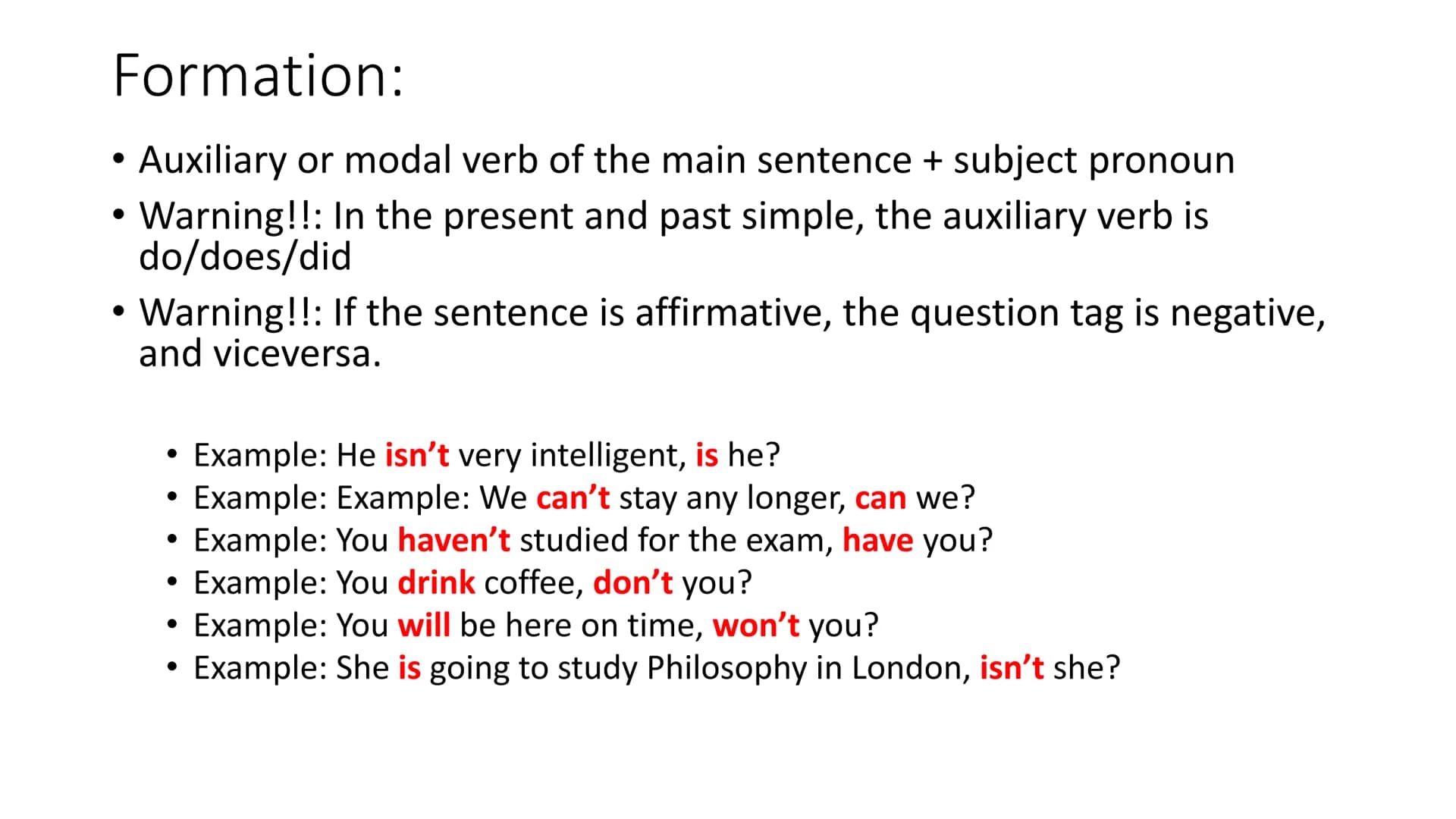 1. Subject questions
●
• In these questions, the question word (what, who, etc.) refers to the
subject of the verb.
●
Example: Who made this