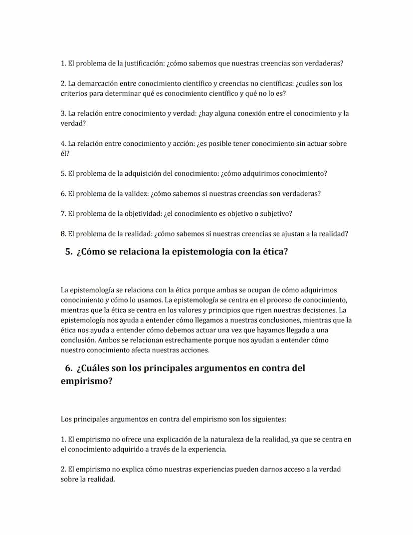 Ejercicio Epistemología
1. ¿Qué es la epistemología?
La epistemología es el estudio de la naturaleza del conocimiento, sus bases, su origen 