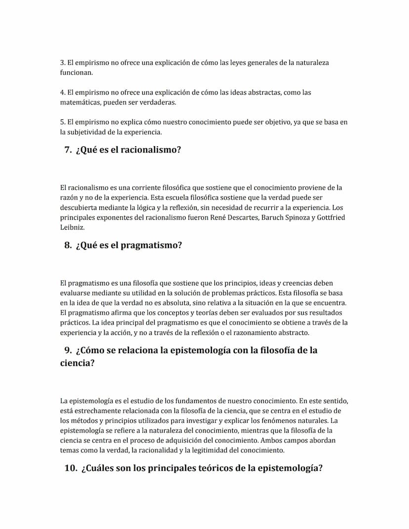 Ejercicio Epistemología
1. ¿Qué es la epistemología?
La epistemología es el estudio de la naturaleza del conocimiento, sus bases, su origen 