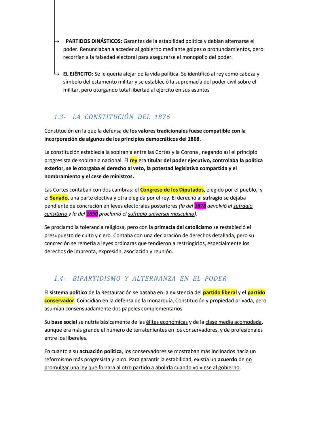 LA RESTAURACIÓN
1- EL RETORNO DE LA DINASTÍA
Los años finales del Sexenio, y en particular durante el gobierno de Serrano, las fuerzas
conse