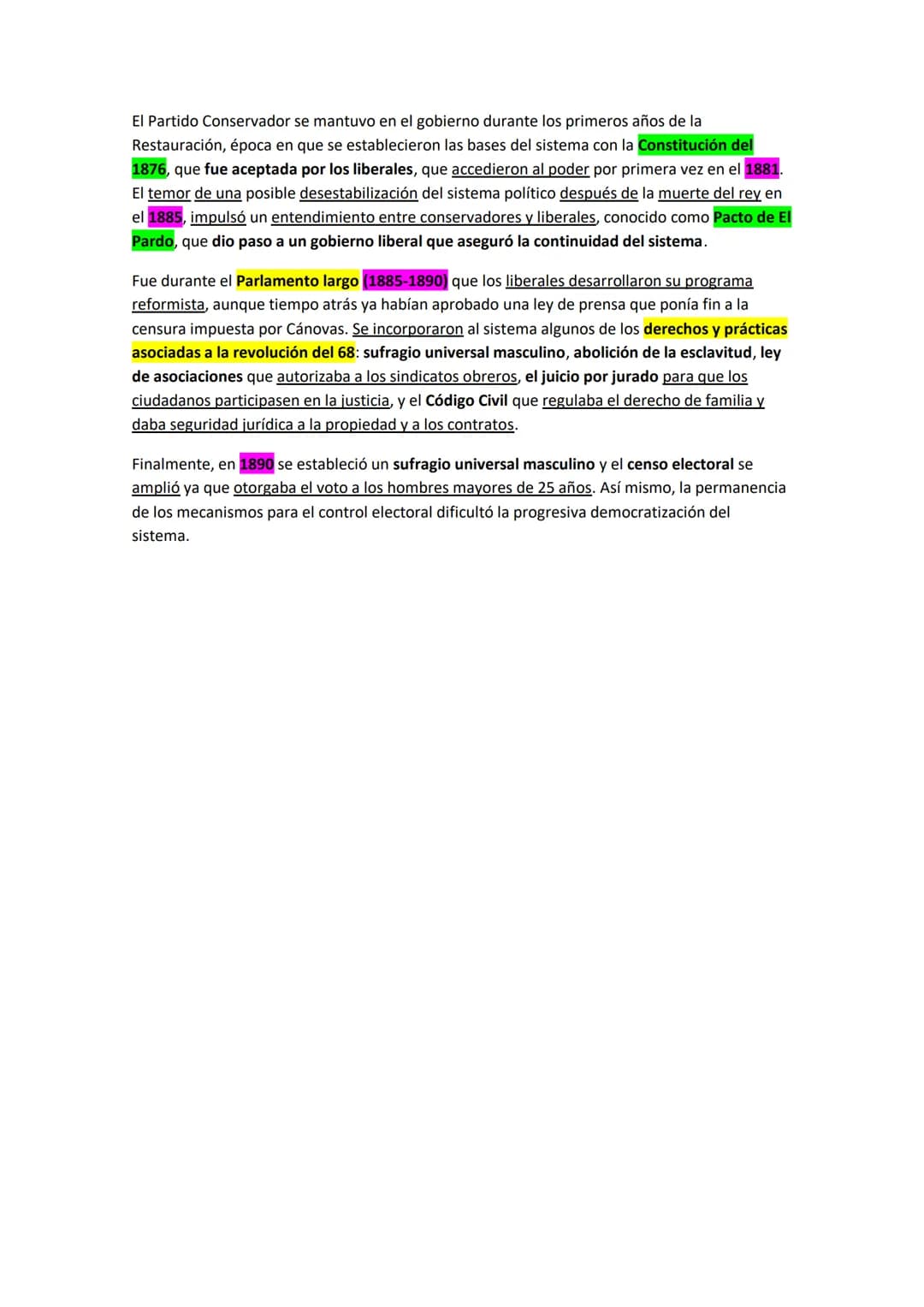 LA RESTAURACIÓN
1- EL RETORNO DE LA DINASTÍA
Los años finales del Sexenio, y en particular durante el gobierno de Serrano, las fuerzas
conse