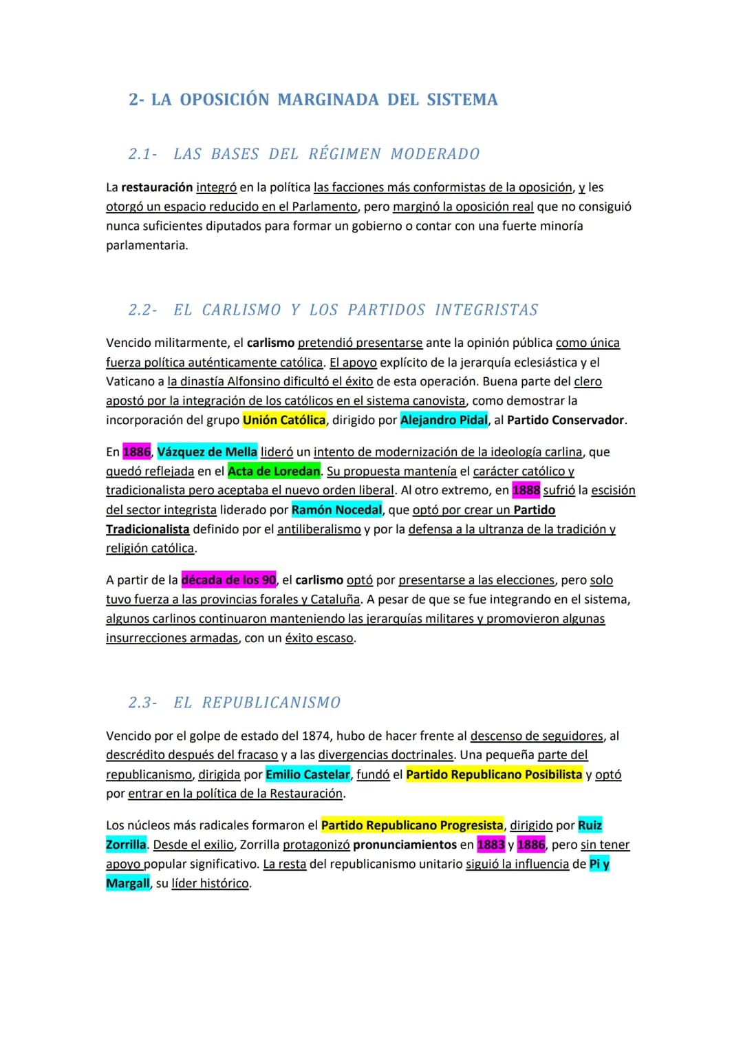 LA RESTAURACIÓN
1- EL RETORNO DE LA DINASTÍA
Los años finales del Sexenio, y en particular durante el gobierno de Serrano, las fuerzas
conse