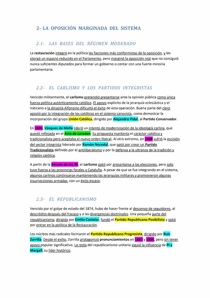 LA RESTAURACIÓN
1- EL RETORNO DE LA DINASTÍA
Los años finales del Sexenio, y en particular durante el gobierno de Serrano, las fuerzas
conse
